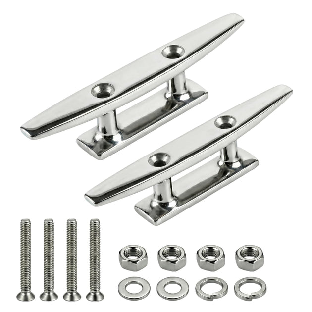 RiaYer 316 stainless steel open base boat cleats in black and silver
