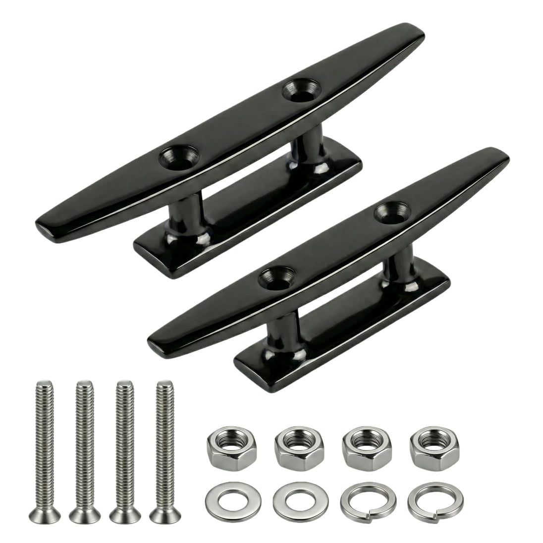 RiaYer 316 stainless steel open base boat cleats in black and silver