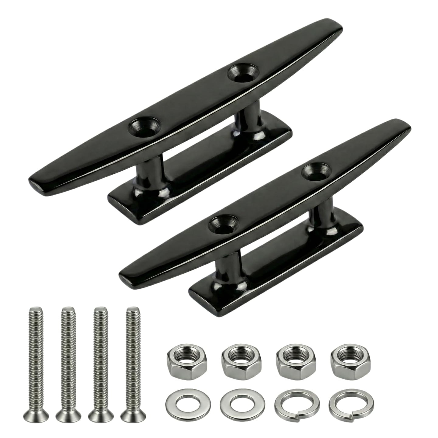 RiaYer 316 stainless steel open base boat cleats in black and silver