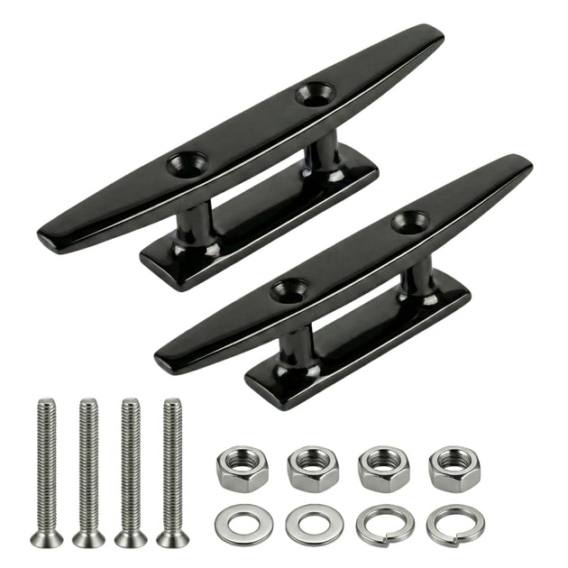 RiaYer 316 stainless steel open base boat cleats in black and silver