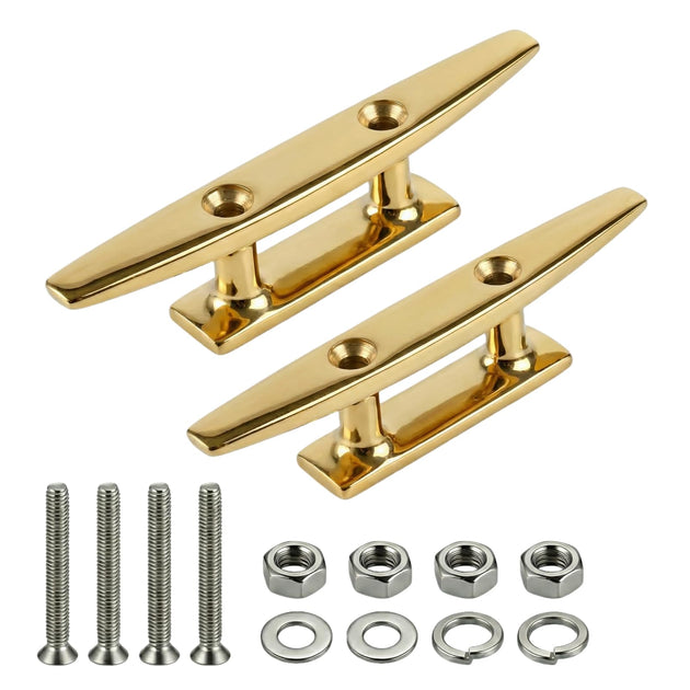 RiaYer 316 stainless steel open base boat cleats in gold