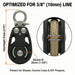 Dimensions of RiaYer 35mm sailing pulley block optimized for 3 by 8 inch rope lines