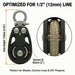 Dimensions of RiaYer 50mm marine pulley block optimized for 1 by 2 inch rope lines