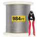 RiaYer 984FT bulk spool of 1/8 inch T316 stainless steel wire rope with cutter for cable railing.