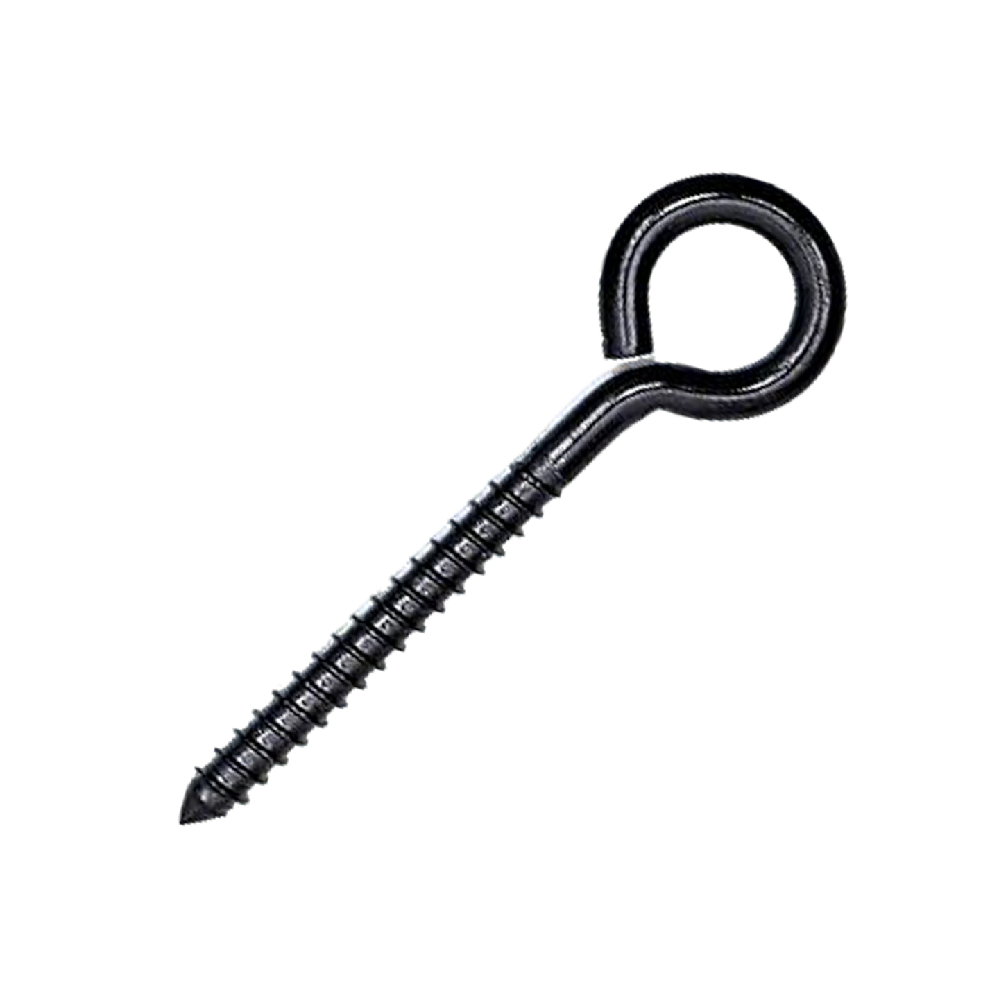 RiaYer black 316 stainless steel screw eye hook with heavy duty lag thread.