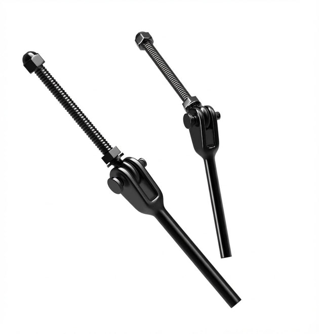 RiaYer black PVD adjustable swage turnbuckle kit for cable railing systems.