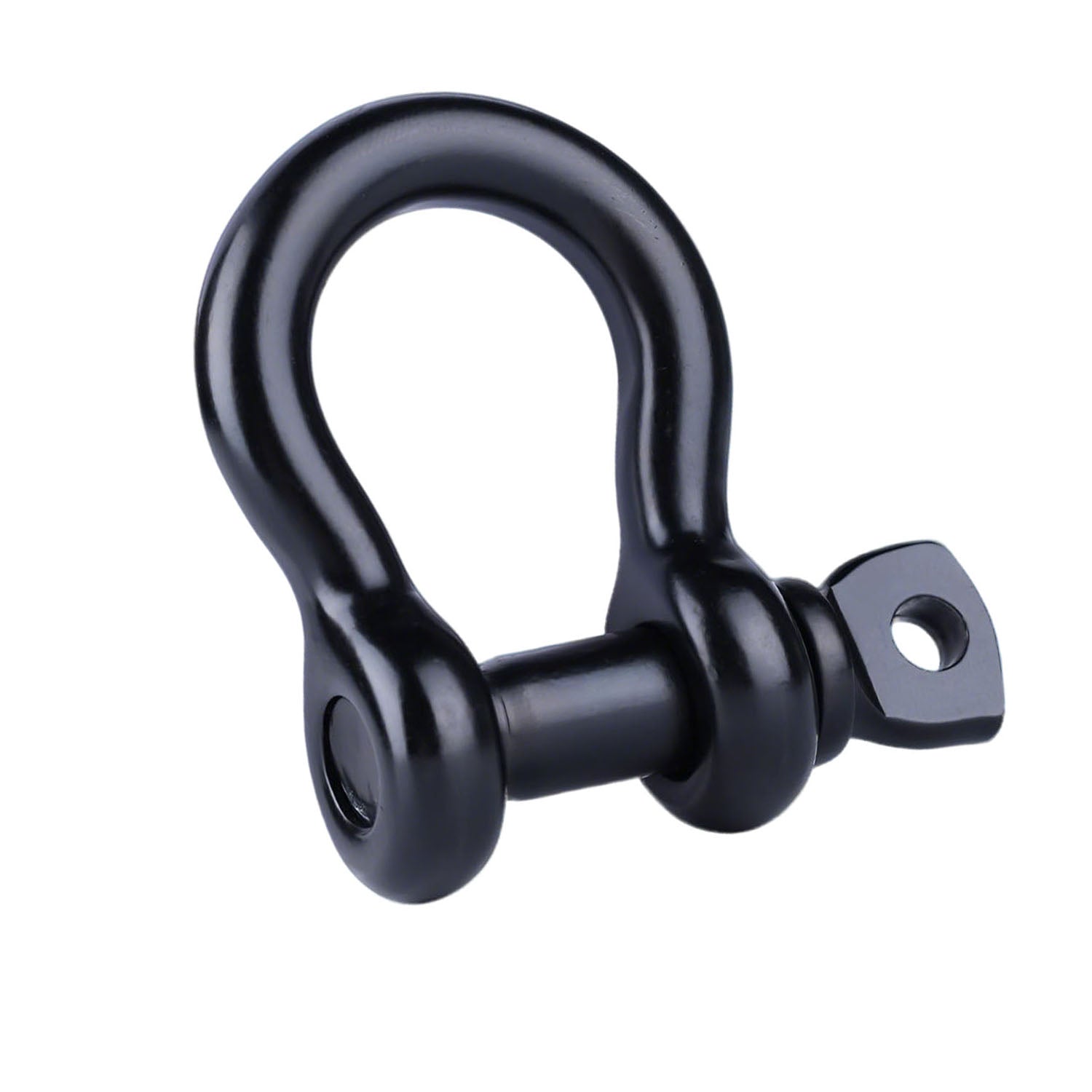 RiaYer black 316 stainless steel heavy duty bow shackle for marine rigging.