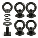 4 Pack of RiaYer black M8 T-track tie down anchors and T-slot bolts for roof racks.