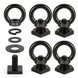 4 Pack of RiaYer black M8 T-track tie down anchors and T-slot bolts for roof racks.