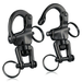 	2 Pack of RiaYer black oxidized T316 stainless steel swivel snap shackles for tactical and marine rigging.