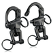 	2 Pack of RiaYer black oxidized T316 stainless steel swivel snap shackles for tactical and marine rigging.