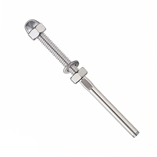 RiaYer black titanium PVD threaded stud tensioner kit with acorn cap nut for 1/8 inch cable railing.