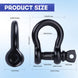 Product size and technical dimension diagram for RiaYer black bow shackle.