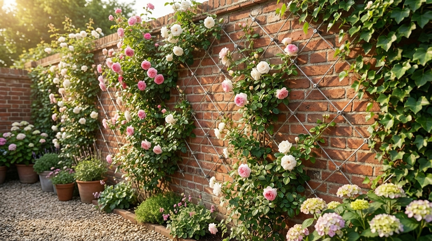 Stainless steel green wall trellis system for garden climbing plants and outdoor wall landscaping