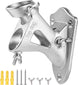 RiaYer heavy-duty 304 stainless steel dual-position flagpole bracket showing butterfly thumb screws and included mounting hardware kit