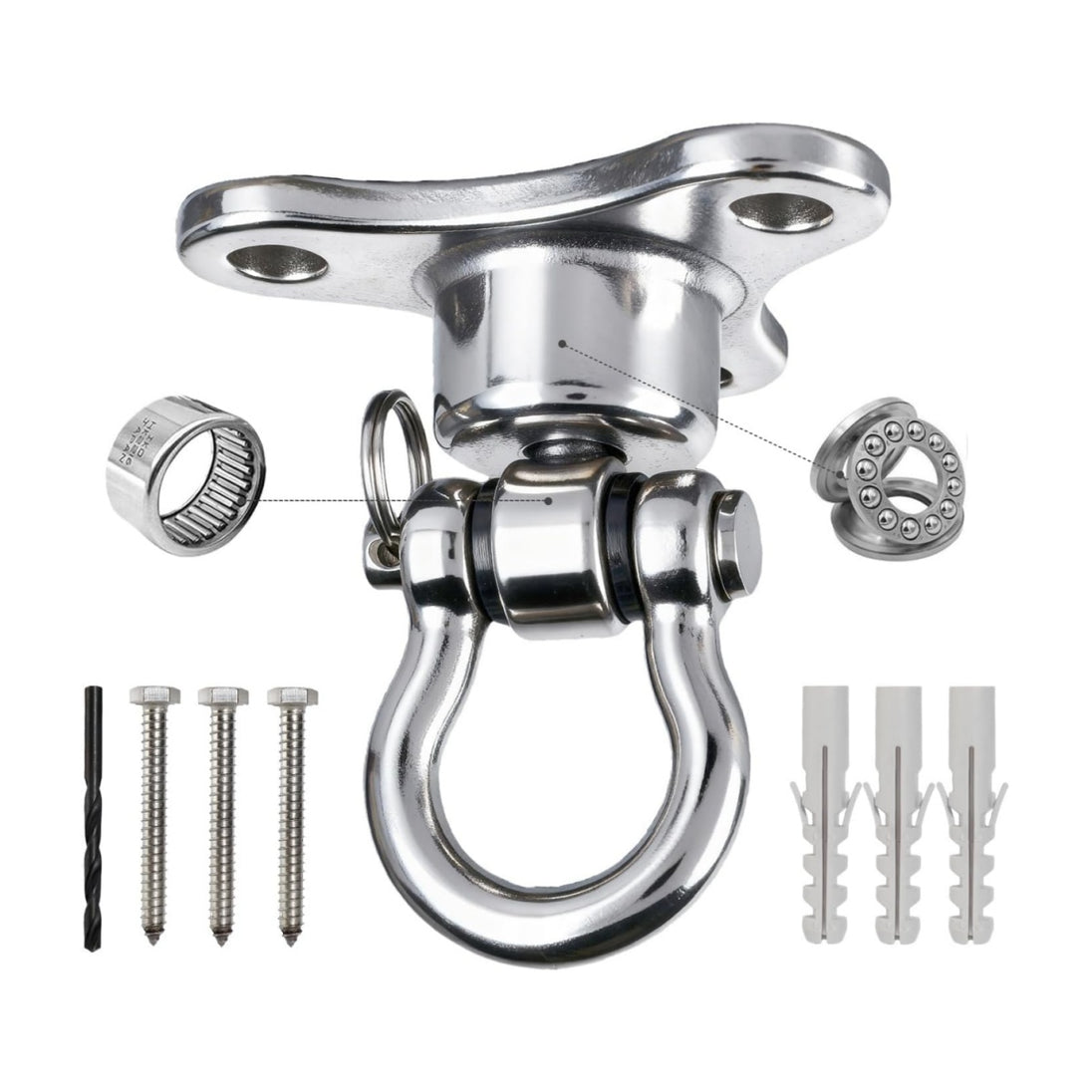 RiaYer heavy duty swivel swing hanger kit including screws for wood and concrete mounting.