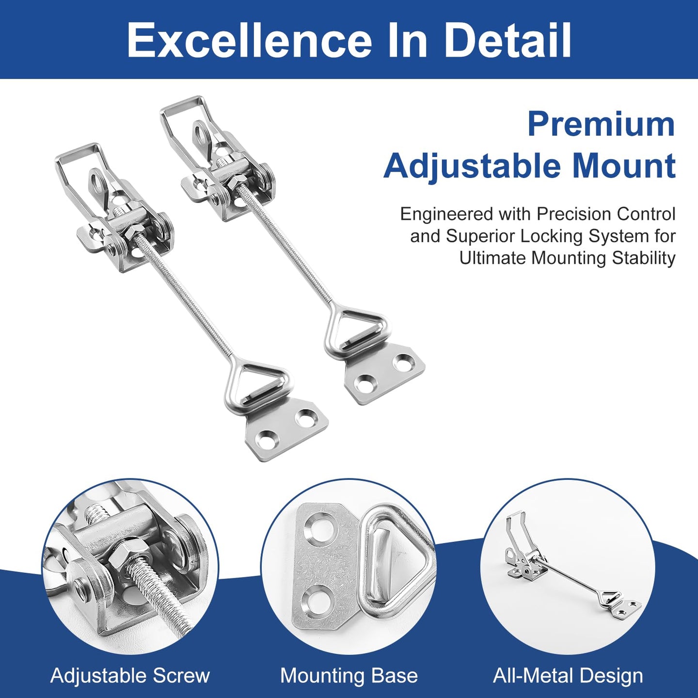 Premium adjustable mounting system for RiaYer stainless steel toggle latch.