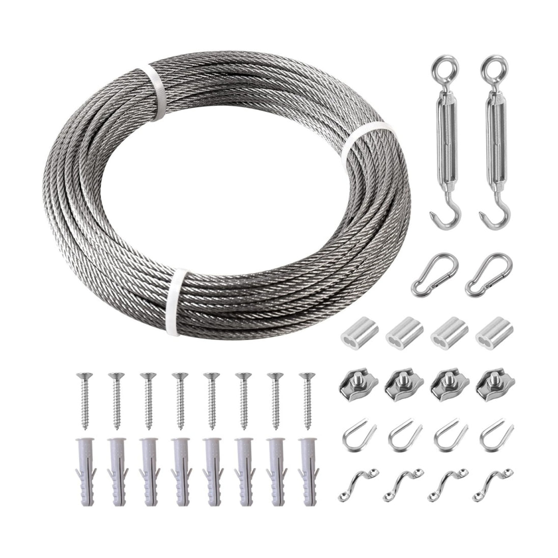 RiaYer heavy duty stainless steel clothesline and string light hanging kit.
