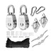 RiaYer 304 stainless steel swivel pulley block and rope hoist kit with snap hook and cleats.