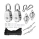 RiaYer 304 stainless steel swivel pulley block and rope hoist kit with snap hook and cleats.