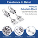 Details of RiaYer toggle latch including adjustable screw, mounting base, and all-metal design.
