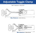 Min and max adjustable distance diagram for RiaYer toggle clamp.