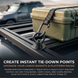 Using the RiaYer black eye bolt anchor to secure a cargo box on a vehicle roof rack.