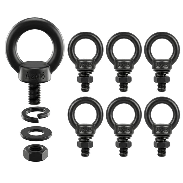 Set of rust-proof M6 female thread ring-shape lifting nuts, manufactured from premium stainless steel for durable outdoor and marine use.