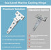 Comparison showing rust resistant 316 marine grade stainless steel hinge