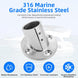Comparison showing rust resistant marine grade 316 stainless steel rail fitting