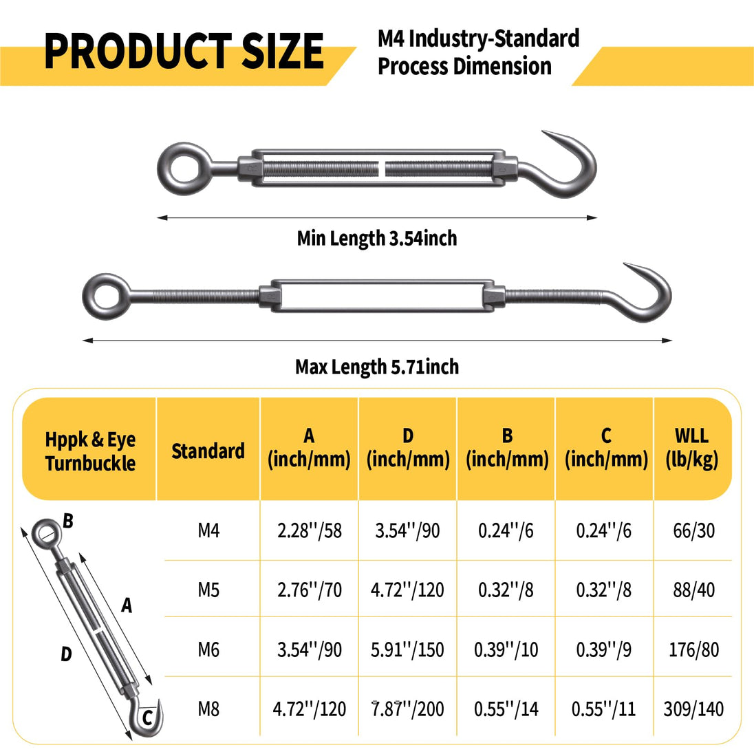 Rustproof and weatherproof features of 304 stainless steel turnbuckle