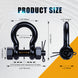 Detailed size map and technical dimensions for RiaYer safety bow shackles.
