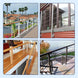Four examples of seamless black cable railing applications on decks and stairs