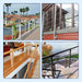 Four examples of seamless silver cable railing applications on modern decks and stairs