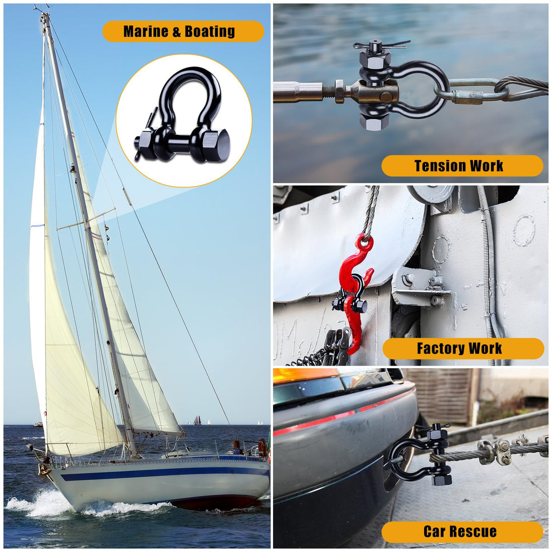 RiaYer stainless steel anchor shackle used for yacht marine rigging and boat towing.