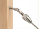 Silver 0 to 180 degree adjustable cable railing terminal installed on wood stairs