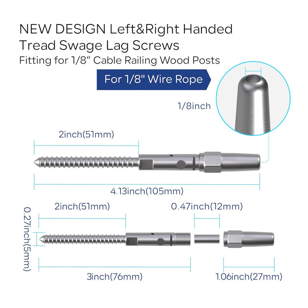 Silver adjustable swage cable railing kit including cobalt drill bit and custom wrench