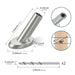 Technical dimension diagram of a silver T316 stainless steel angled protective sleeve, highlighting its specifications for routing wire rope smoothly through wooden stair posts.