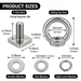 Detailed dimensions of the silver 304 stainless steel M8 T-bolt and lifting eye ring.