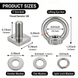 Detailed dimensions of the silver 304 stainless steel M8 T-bolt and lifting eye ring.
