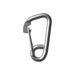 Premium silver marine-grade stainless steel spring snap hook carabiner, providing a quick and highly secure attachment for outdoor rigging.