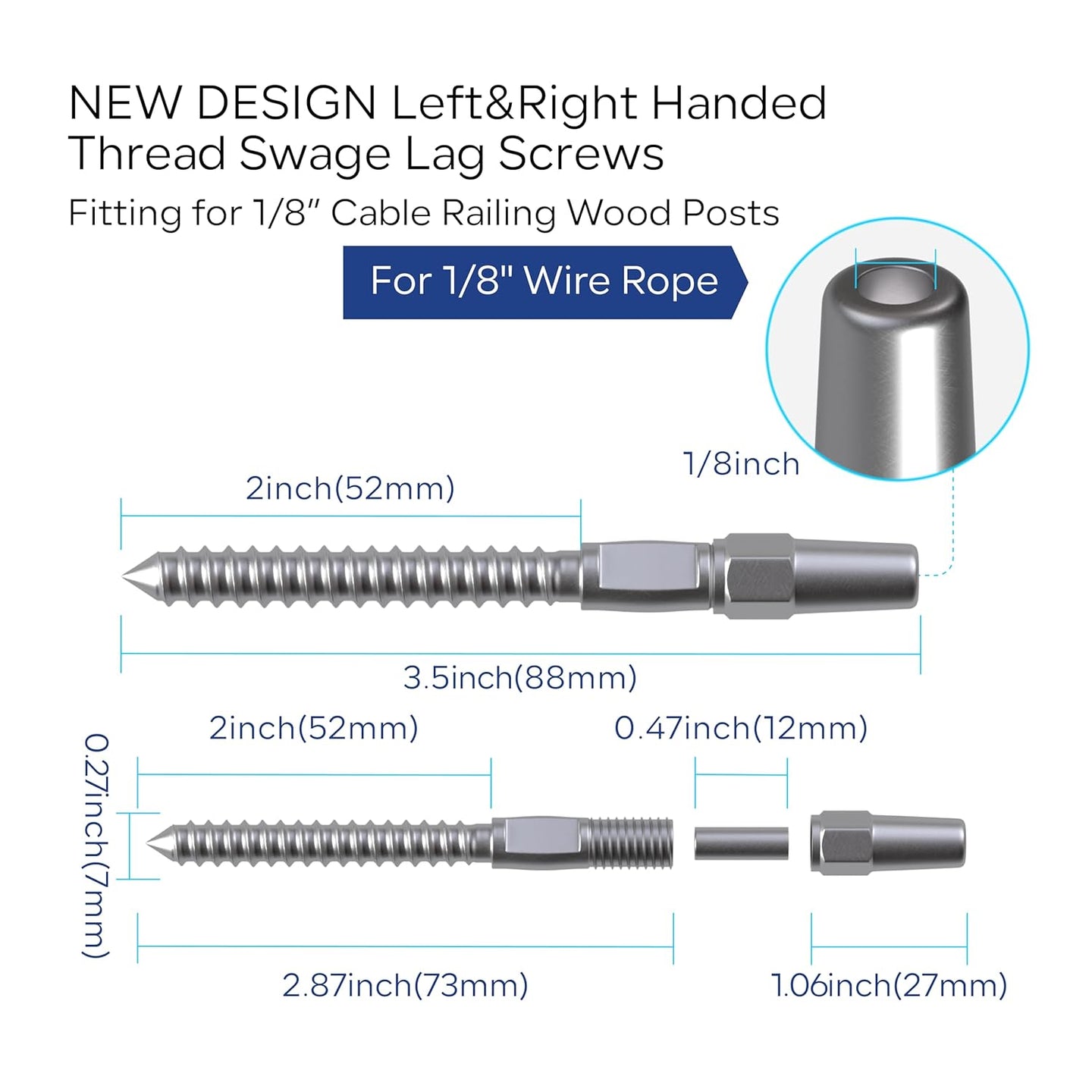 Silver invisible swage cable railing kit including cobalt drill bit and custom wrench