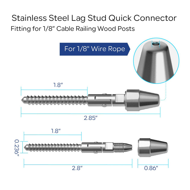 Breakdown of the silver swageless screw lock cable railing hardware