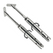 Close-up of two silver swageless toggle turnbuckles for cable railing systems. Features rotation arrows for easy tensioning and set screws for securing 1/8 inch wire rope without crimping tools.