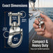 Exact dimensions and hand-held view of the RiaYer silver quick release snap shackle.