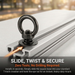 Zero tools and no drilling required to install the slide and twist RiaYer T-track anchor.