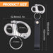 Detailed dimensions and size chart for RiaYer quick release snap shackle with leather handle.