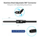 Dimensions of the stainless steel adjustable 180 degree connector for 1/8 inch cable railing.