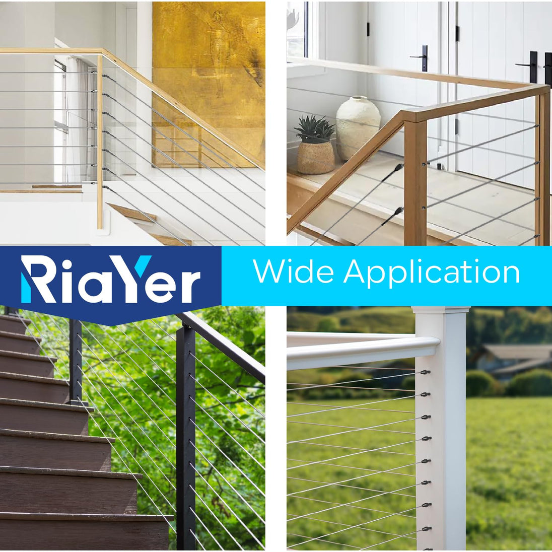 View Button Railing Screw RiaYer Swageless Cable Railing Kit | 1/8