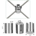 Detailed dimensions and internal structure of the RiaYer stainless steel wire rope cross clamp.